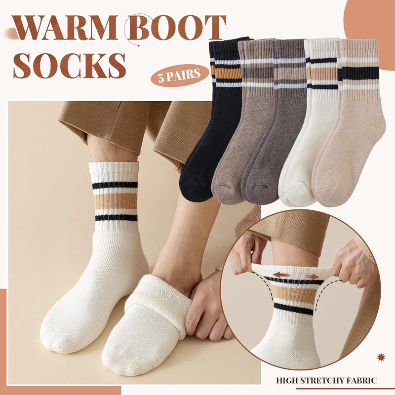 Velice Merino Wool Socks for Women 5 Pairs Warm Winter Hiking Thick Thermal Cozy Boot Work Soft Ladies Crew Socks - Image 3